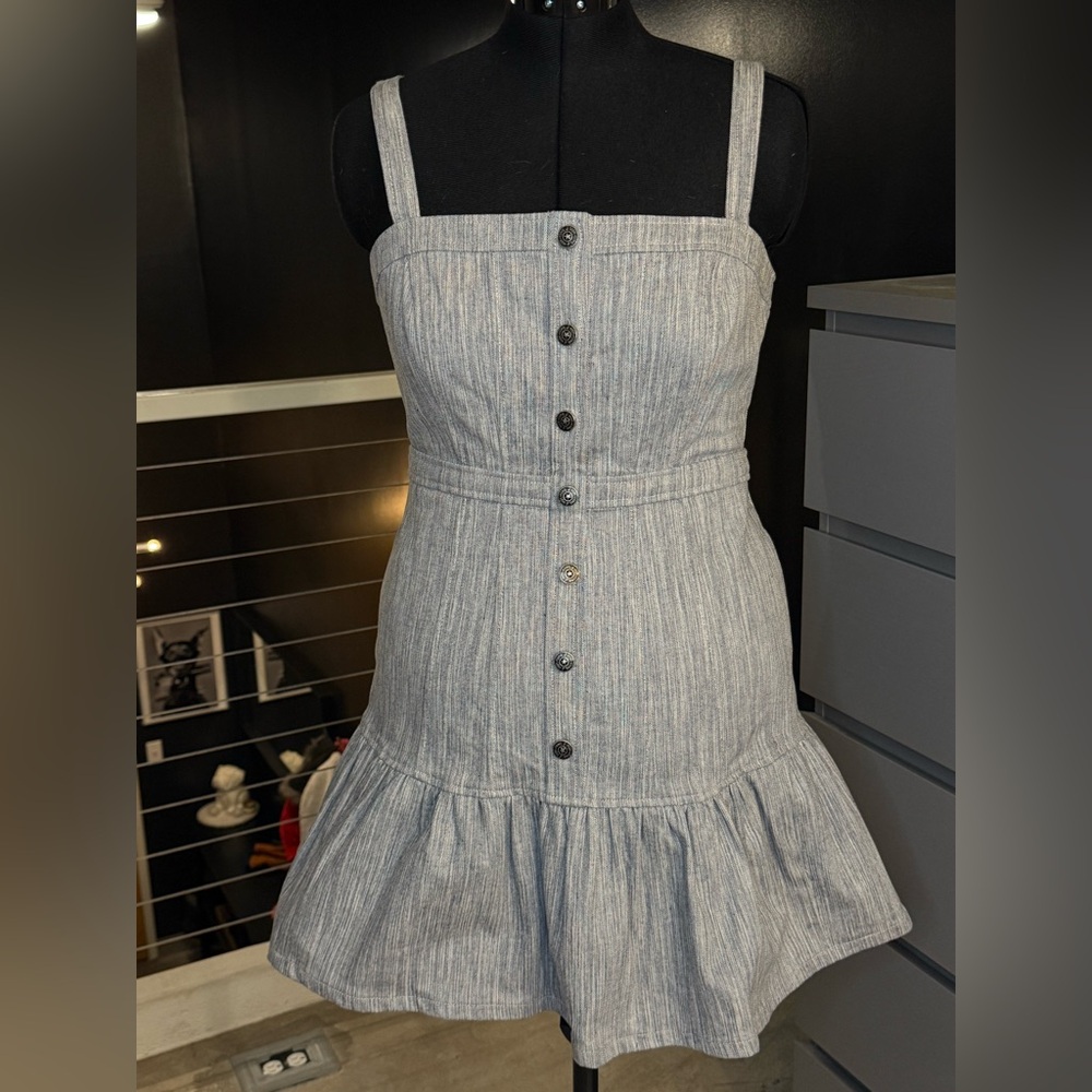 Indigo Gray Striped Mini Dress